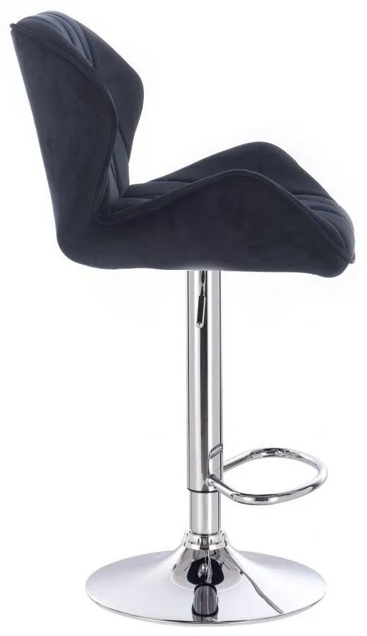 LuxuryForm Barová stolička MILANO VELUR na striebornom tanieri - čierna