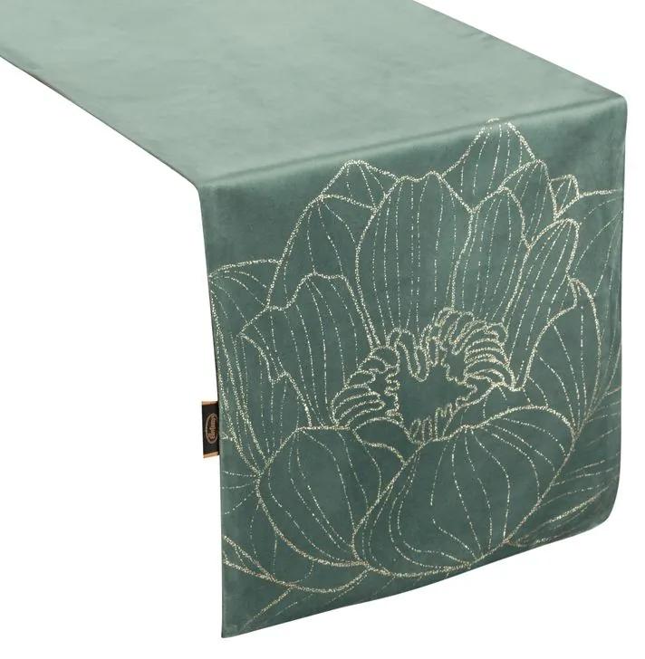 Dekorstudio Elegantný zamatový behúň na stôl BLINK 13 tmavomentolový Rozmer behúňa (šírka x dĺžka): 35x140cm