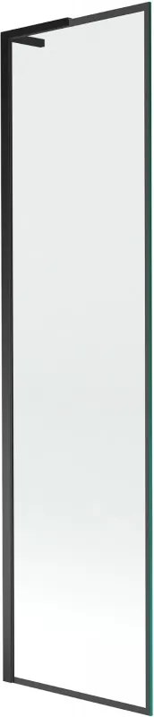 Mexen Next L, 1-krídlová vaňová zástena 50 x 150 cm, 6mm číre sklo-čierny vzor, čierny profil, 895-050-000-03-70-70