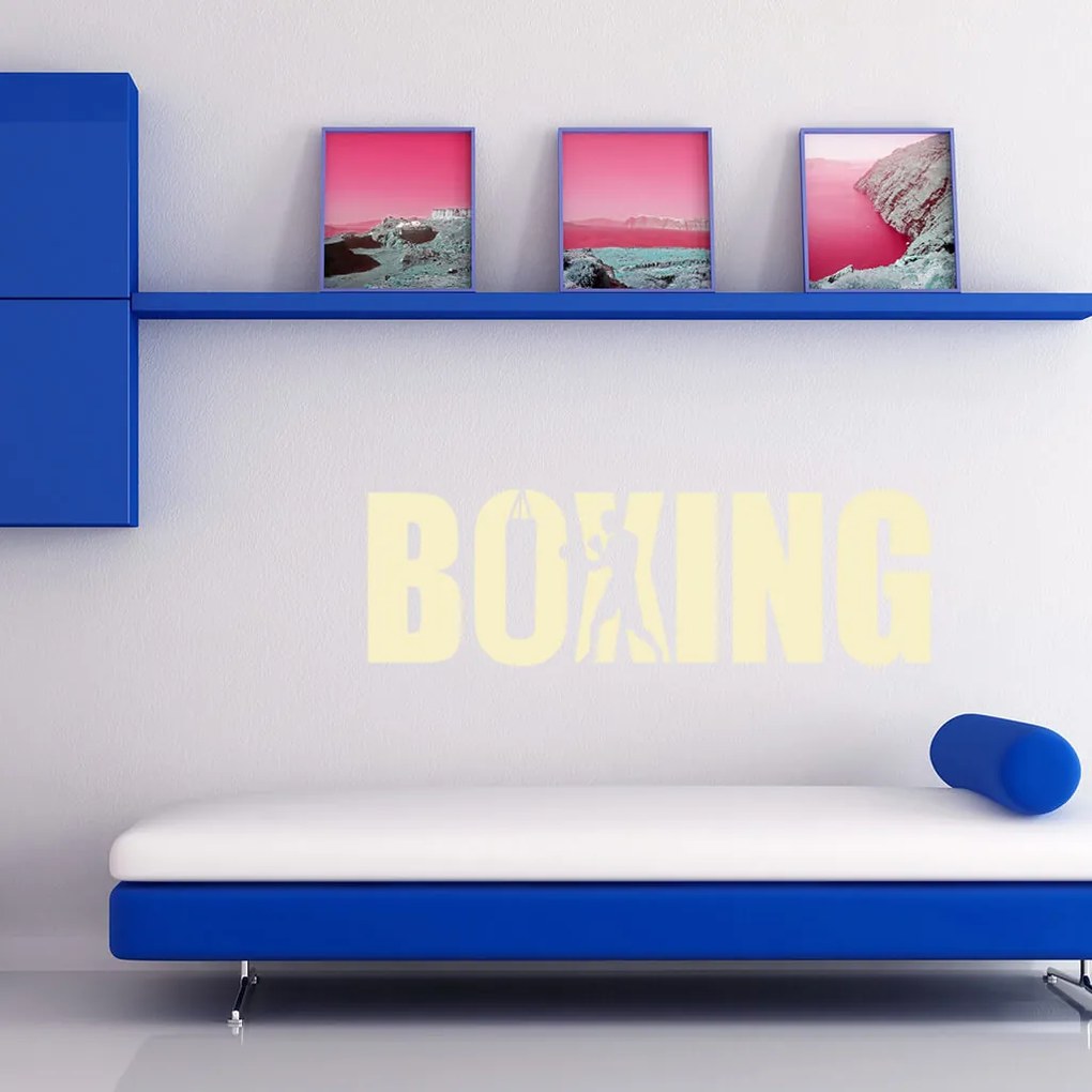 Veselá Stena Samolepka na stenu na stenu Nápis boxing Farba: černá