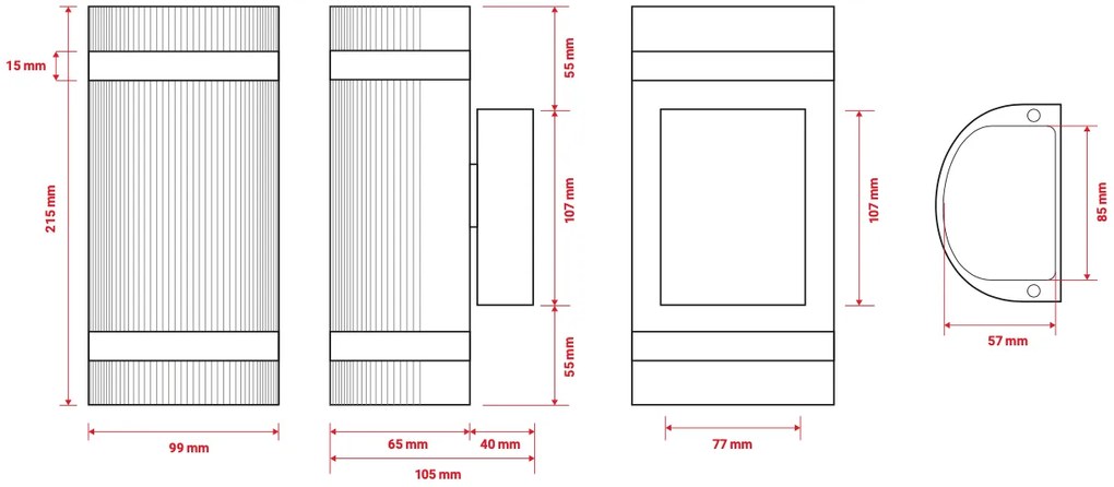 LEDLUX LED vonkajšie strieborné - 2 x GU10 - 230V - BRG2464