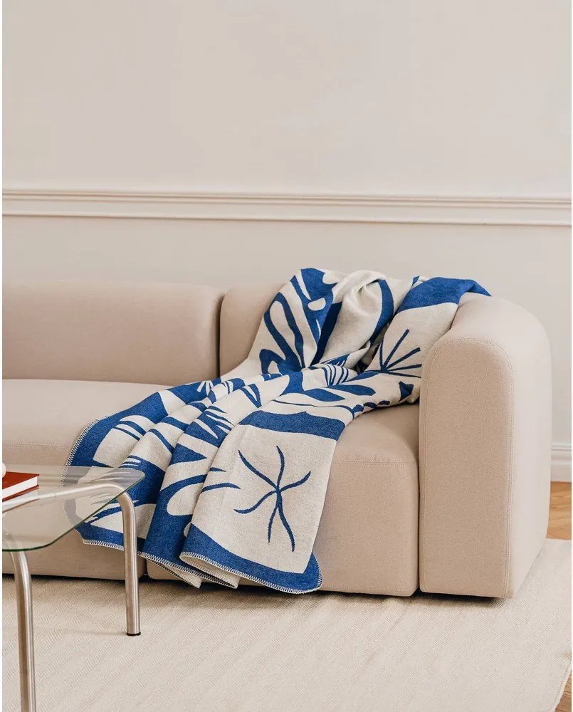 Modrá deka 165x200 cm Lino – noo.ma