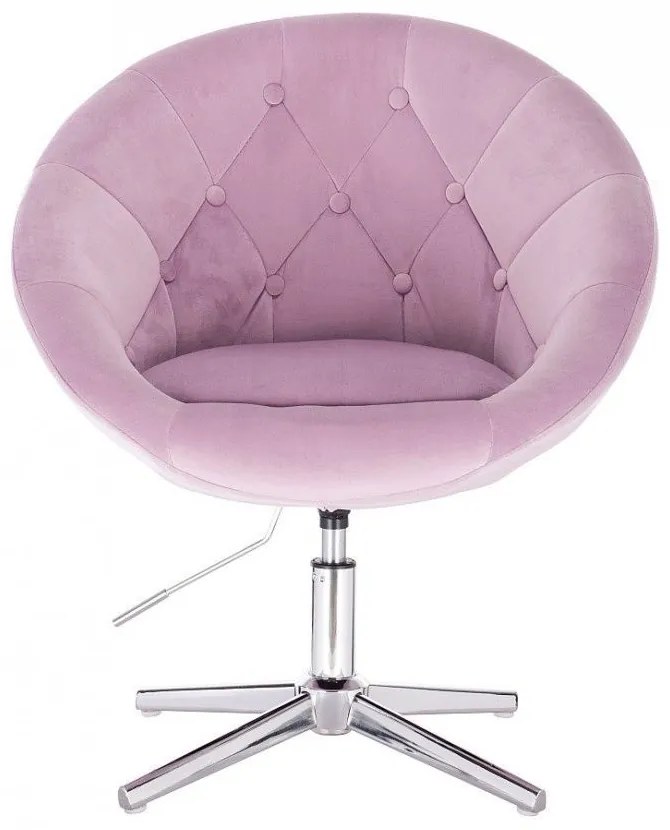 LuxuryForm DESIGN Kreslo VERA VELUR na striebornom kríži - levanduľa