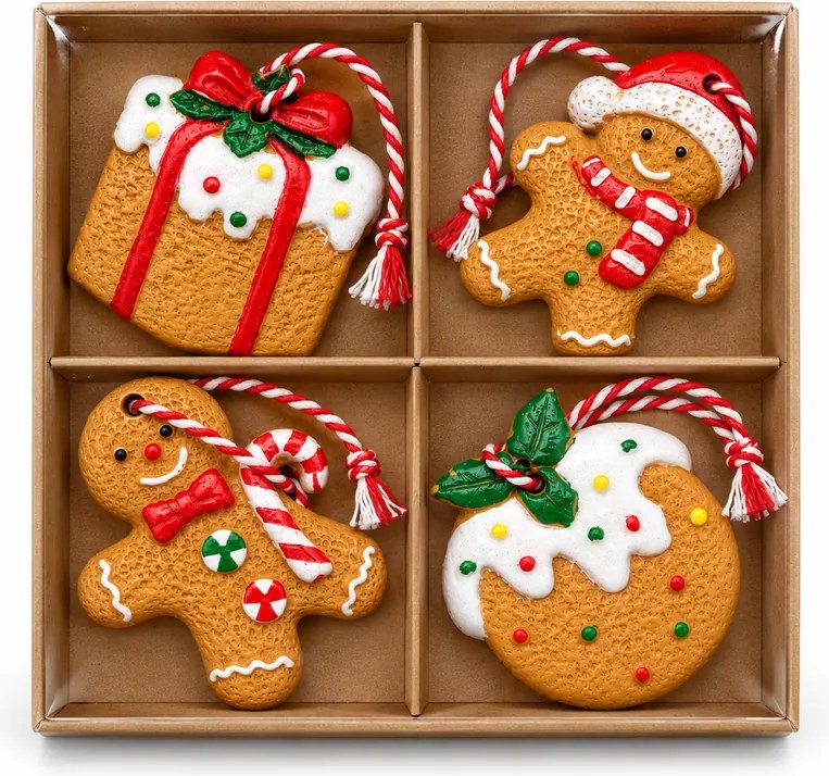 Súprava 4 ks vianočných ozdôb COOKIE CHRISTMAS 6 cm