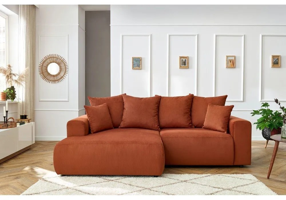 Oranžová zamatová rohová pohovka Enjoy – Bobochic Paris