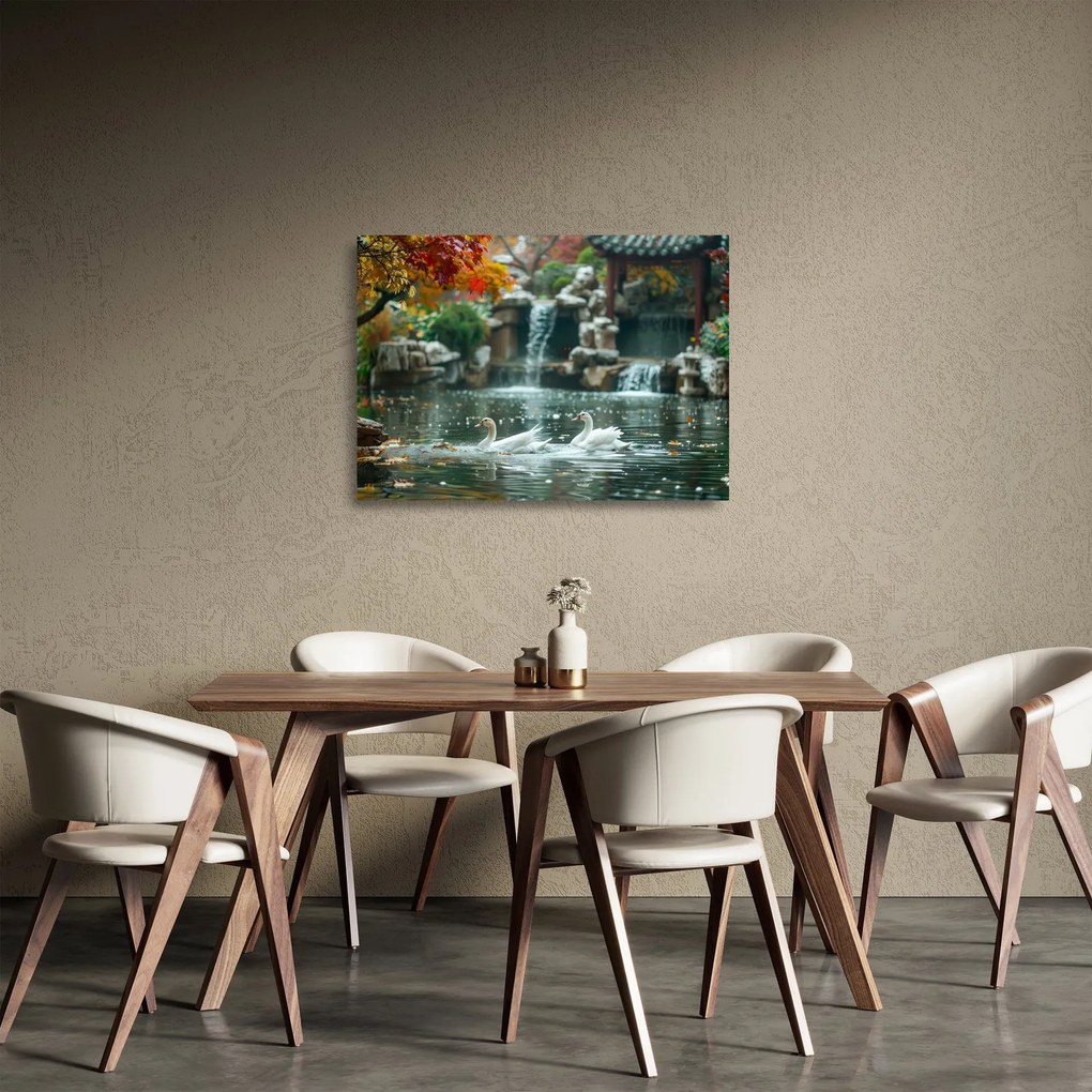 Sklenený obraz - Ázijské jazierko (70x50 cm)