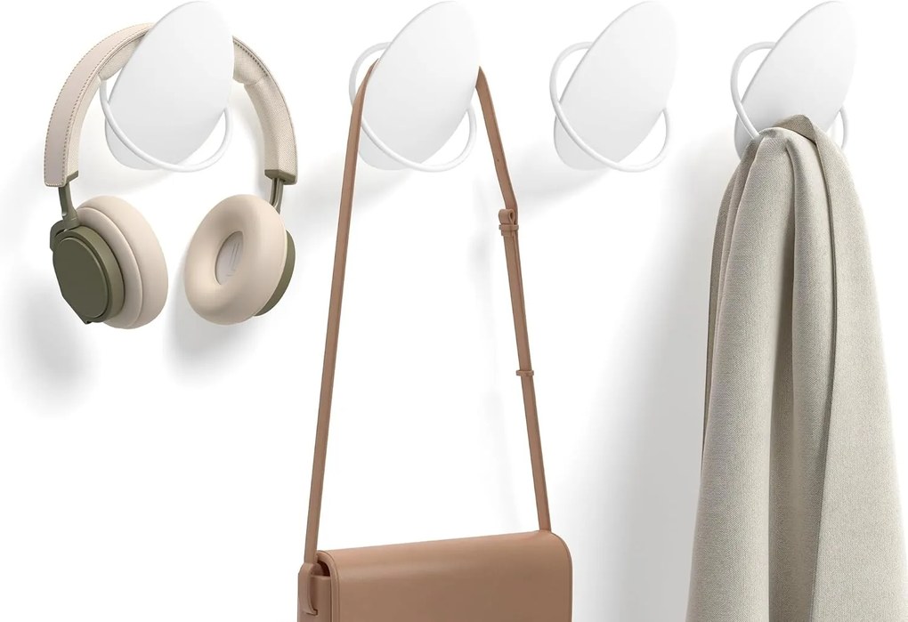 Sada 4 ks háčků na oblečení Ripple bílá