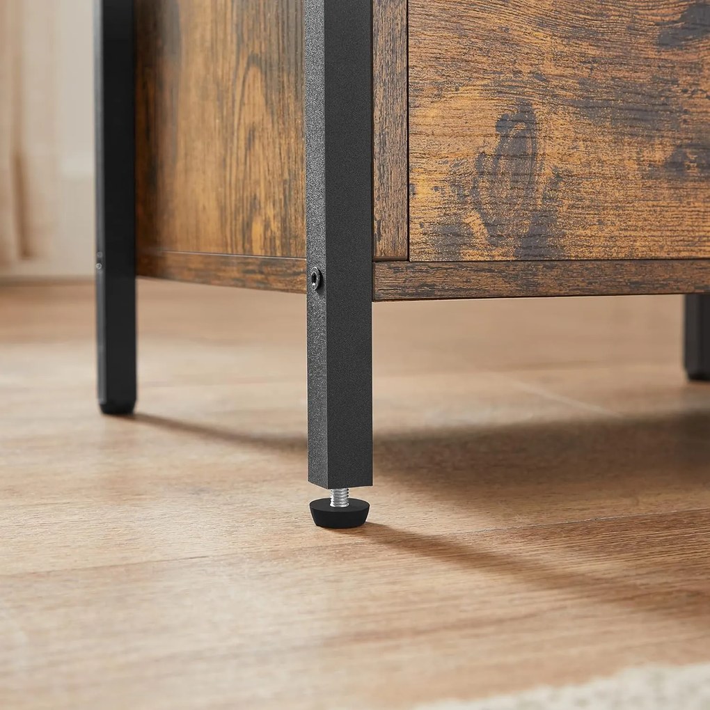 Nočný stolík s 2 zásuvkami, rustikálny hnedý