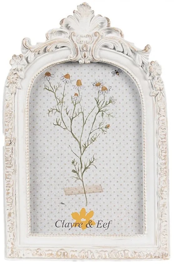 Biely antik fotorámik s kvetinovým motívom - 13*2*31 cm / 10*15 cm