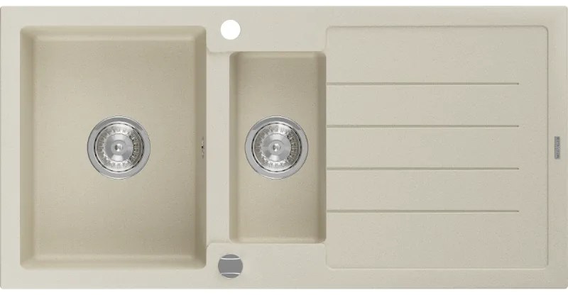 Mexen Andres - granitový drez 100,0x50,0cm, 1,5-komorový, béžová, 6515101510-69
