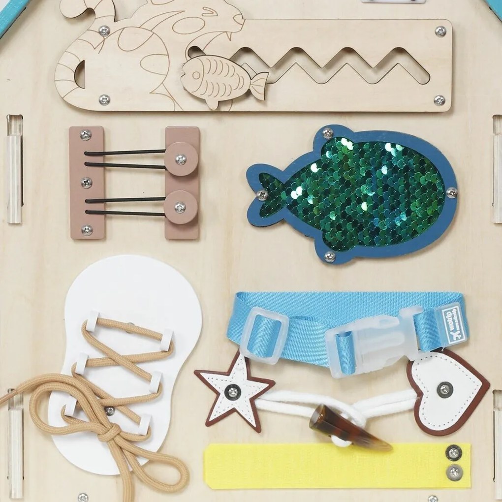 2Kids Toys Activity board Domček, tyrkysová