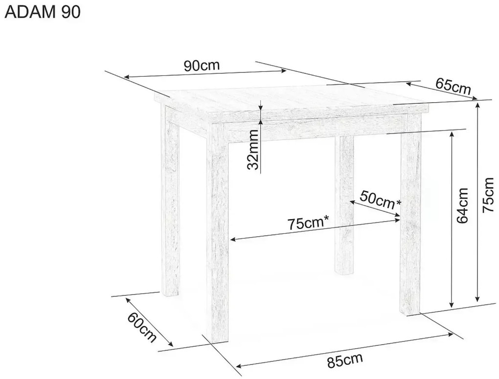 Jídelní stůl Adam 90 cm dub cremona torro/kašmír