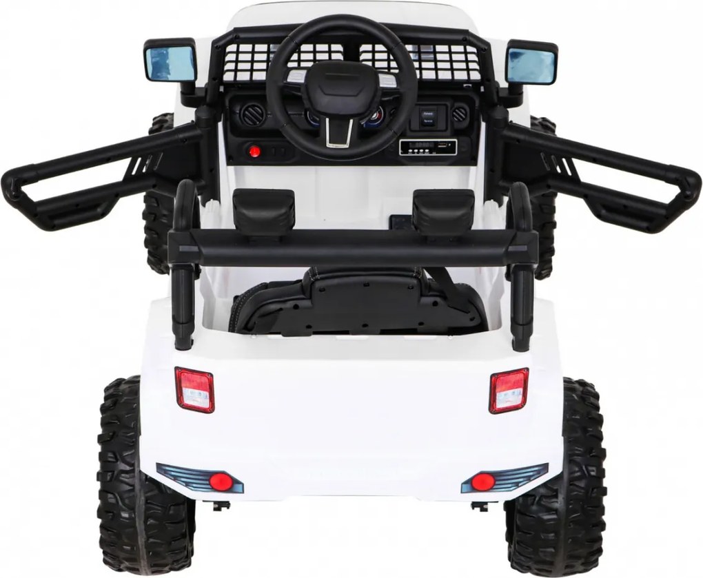 Ramiz Autíčko Jeep Dark Night na batérie pre deti biele + pomalý štart + EVA kolesá + LED audio