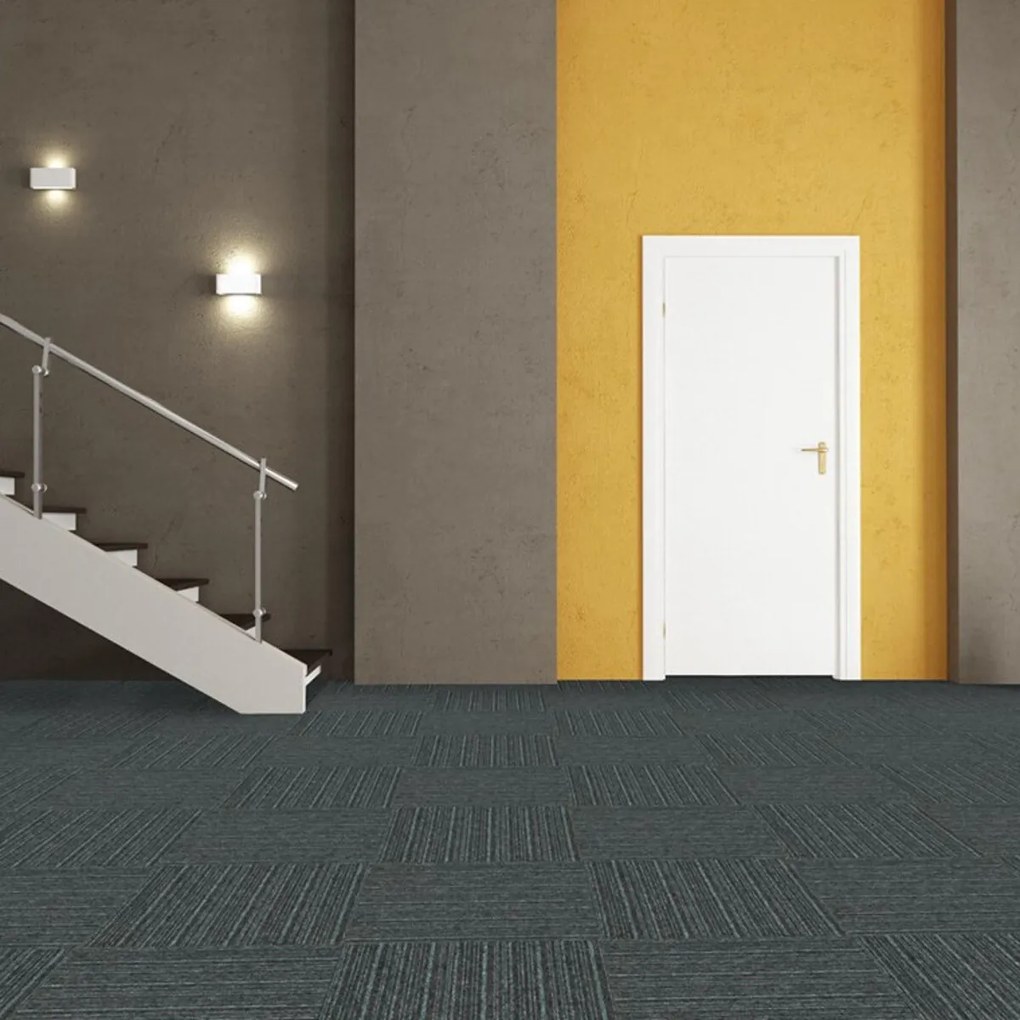 Balta, Kobercový štvorec Sonar Lines 4577 zelenočierny 50 x 50 cm, chodba / predsieň