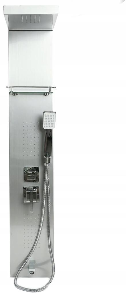 Sprchový rohový panel TOLEDO 4v1 - s výtokom do vane - INOX