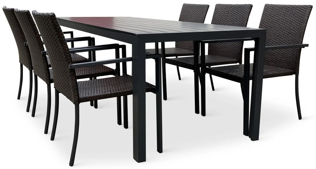 Záhradný jedálenský set Viking XL + 6x ratanová stolička Wicker Pat
