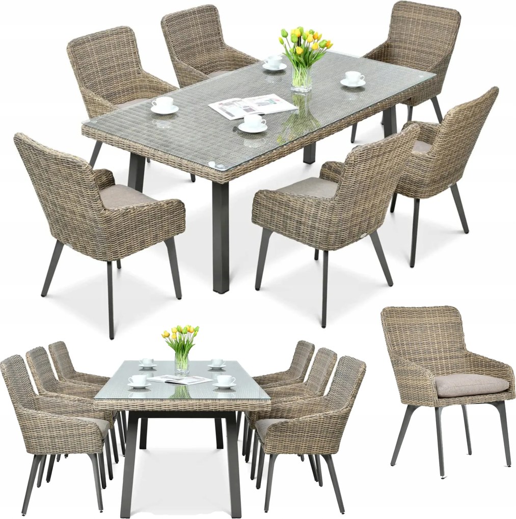 Zostava Záhradného Jedálenského Nábytku Technorattan Milano Stôl 200cm a Stoličky