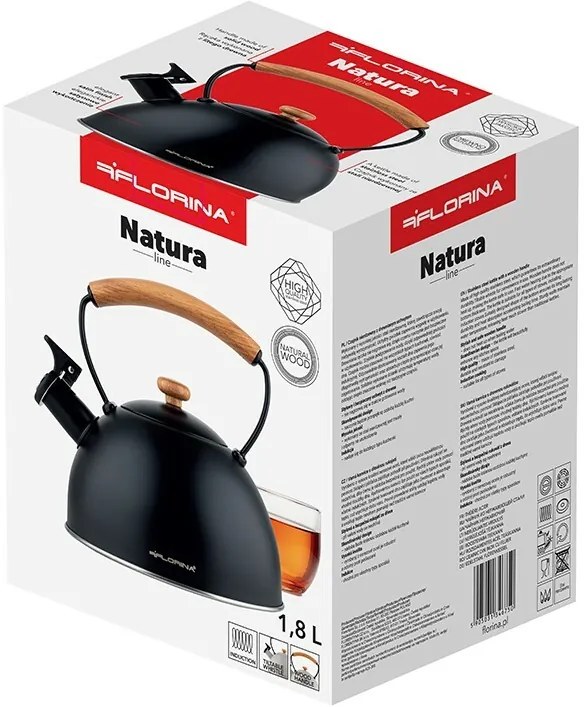 Florina Nehrdzavejúci čajník Natura Line 1,8 l, čierna