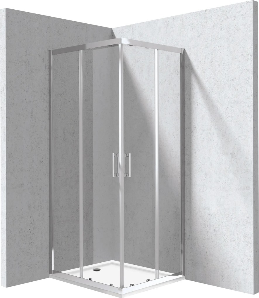 Deante Obdĺžnikový sprchový kút Funkia Evo 80x90 cm - KYCP0089P, chróm + sprchová vanička biela