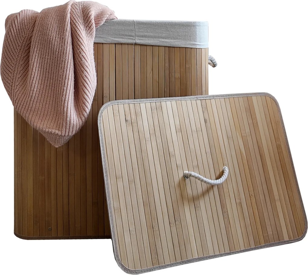 TRENDIE Bambusový kôš na prádlo 150l svetlohnedý + DARČEK