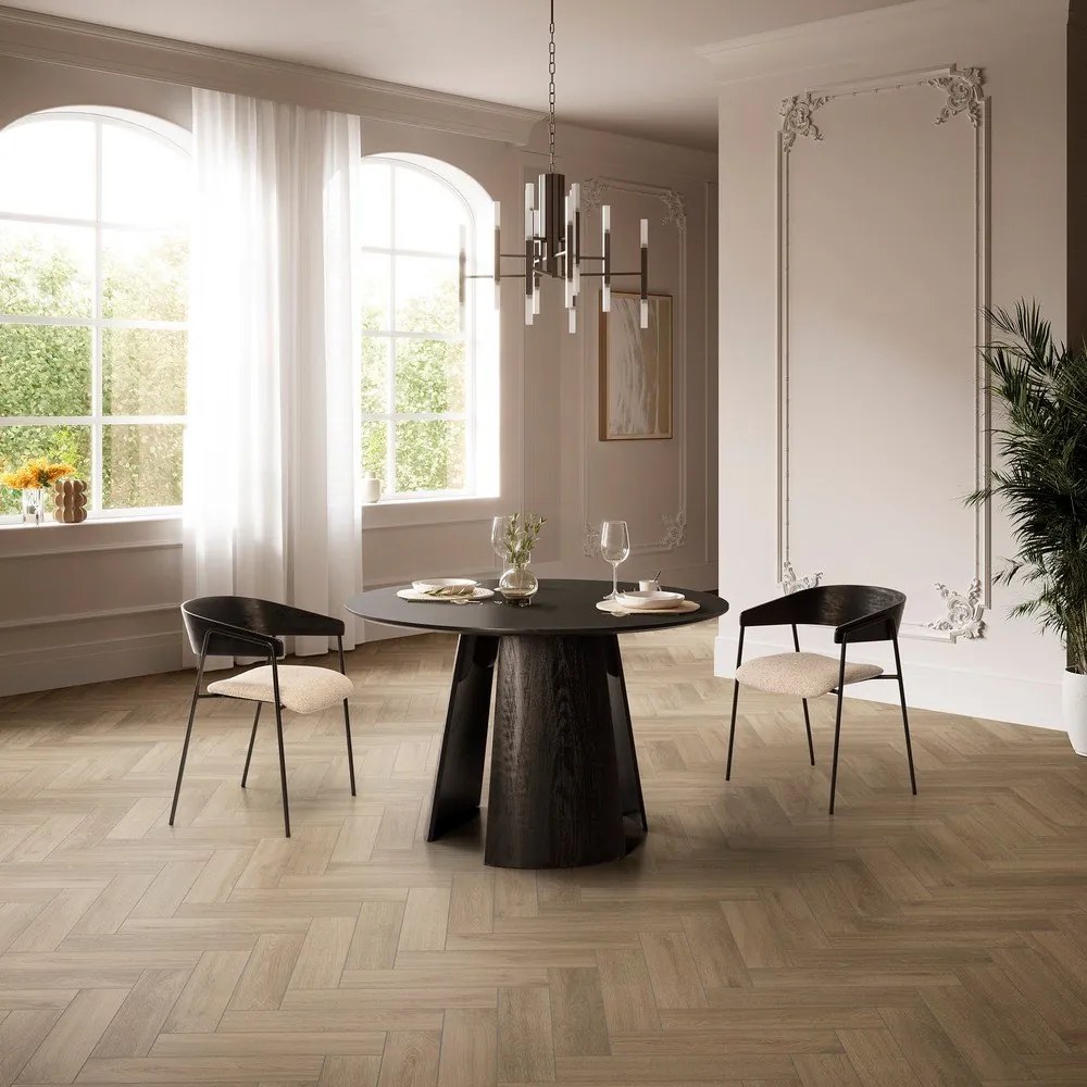 Okrúhly jedálenský stôl s čiernou doskou ø 120 cm Zuri – MOME