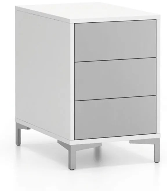 Kancelárska policová komoda LAYERS, 3 zásuvky, 400 x 400 x 630 mm, biela / sivá