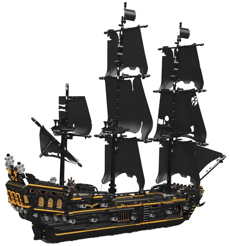 Čierna pirátska loď Mold King, sada stavebných kociek 3180 dielikov ZKL.13199