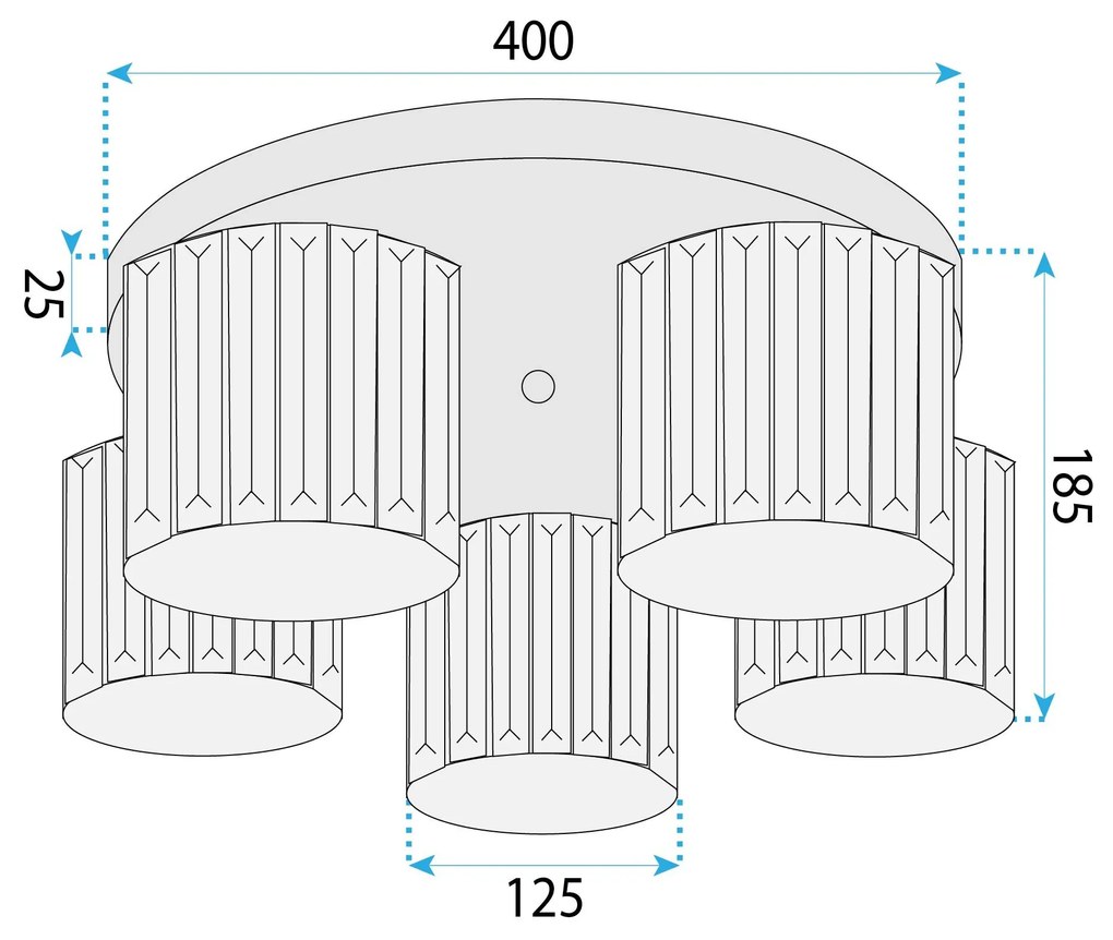 Toolight Toolight, stropné svietidlo 5xE27, EBT023-5C, čierna, OSW-01223