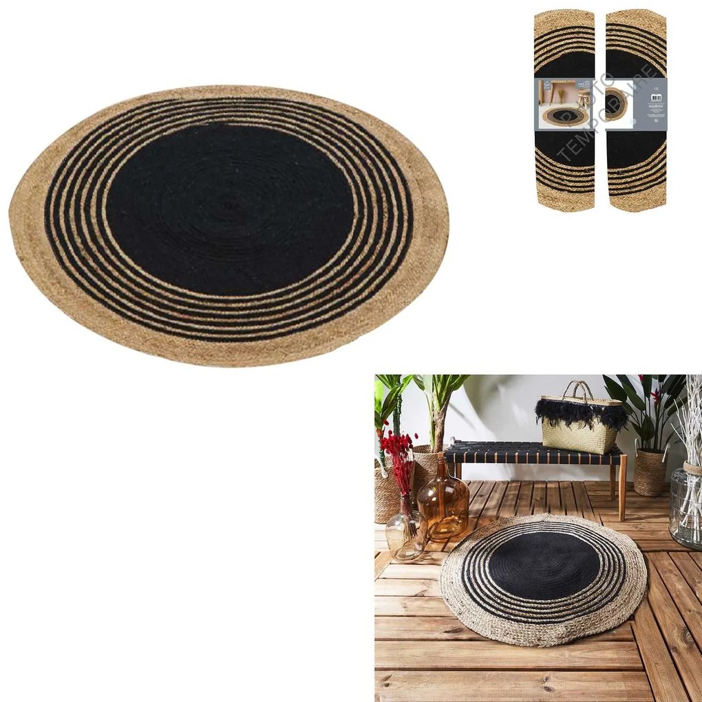 Koberec Naturo Circle, (fi) 90 cm, béžová/čierna