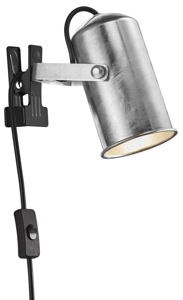 NORDLUX Priemyselná lampa s klipom PORTER, 1xE27, 60W, strieborná