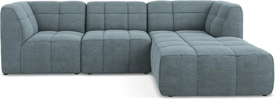 Modrá rohová pohovka z textílie buklé (pravý roh/s leňoškou) Aloha – Makamii