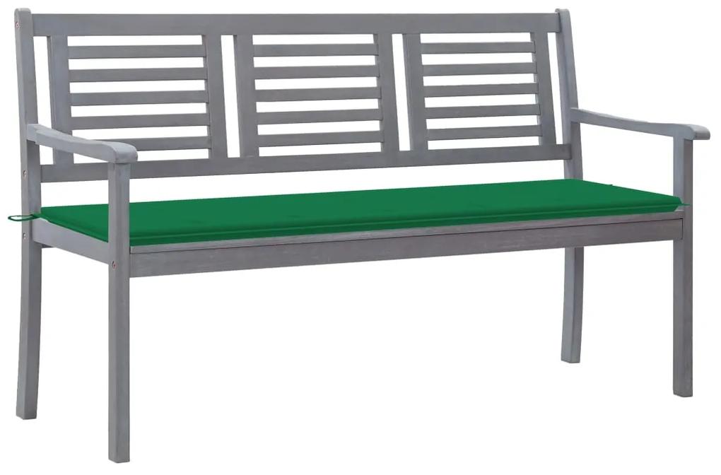 3-miestna záhradná lavica s vankúšom 150 cm sivá eukalyptus 3061055