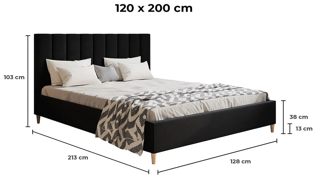 PROXIMA.stora - Moderná čalúnená posteľ LINA ROZMER: 120 x 200 cm, FARBA NÔH: wenge