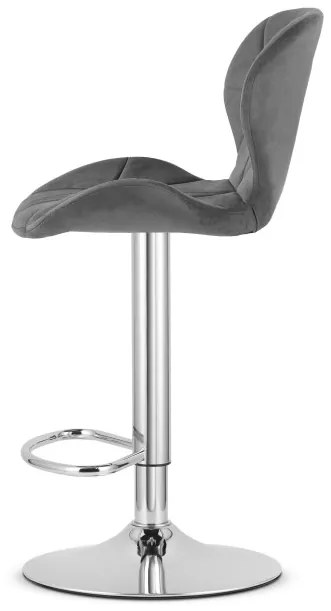 Barová stolička WEST zamatová, sivá (chrómová noha)