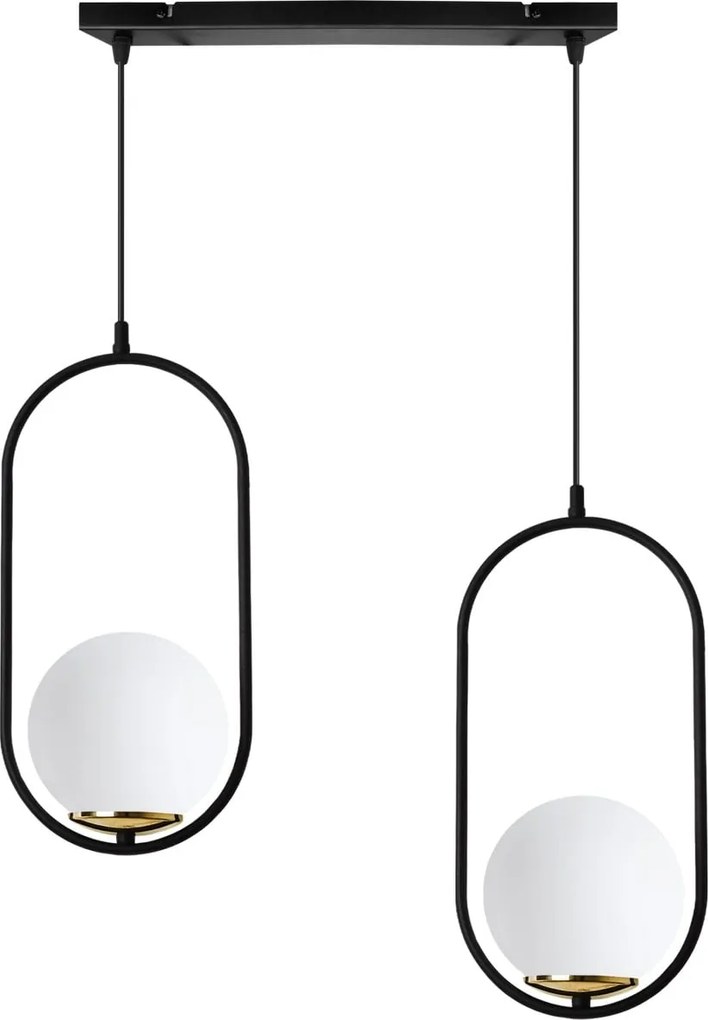 Závesné svietidlo Florence, 2x biele sklenené tienidlo, b/g, UI