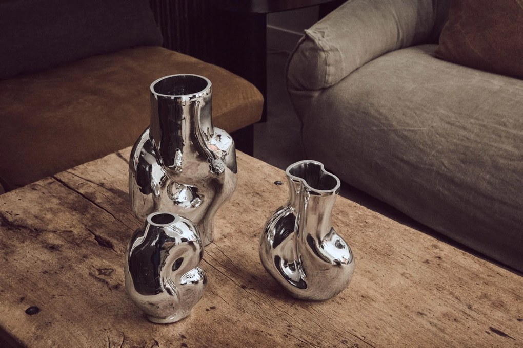 HK living Skleněná váza Gleam Chrome 900 ml