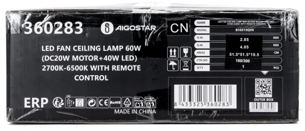 Aigostar - LED Stmievateľný stropný ventilátor LED/40W/230V 2700-6500K + DO biela