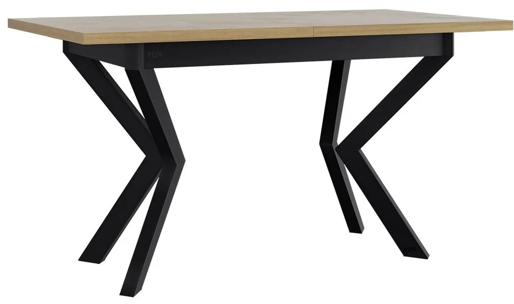 Jedálenský stôl Elarno 80 x 140/180 IV, Morenie: dub artisan L, Farby nožičiek: čierne kovové