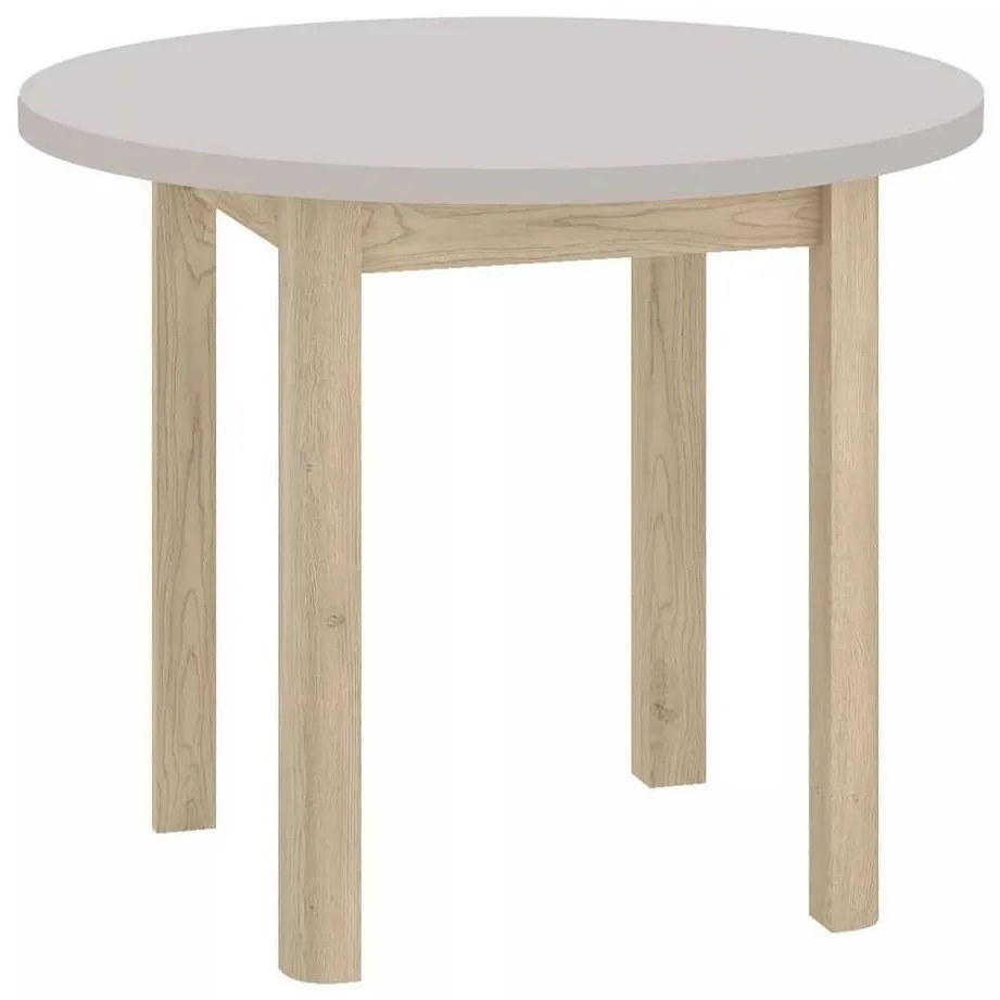 Jedálenský stôl Adam - priemer 80 cm, krémová / dub cremona