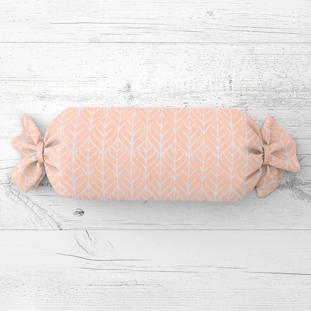 Biante Vankúš valec bonbon Sandra SA-213 Listy na marhuľovo oranžovom 15x40 cm