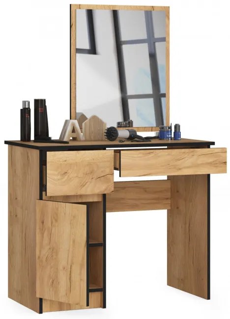Toaletný stolík so zrkadlom CLP P-2/SL ľavý, dub craft
