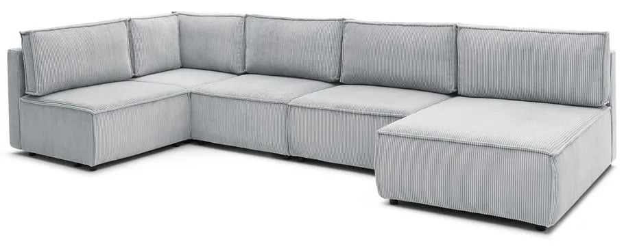 Svetlosivá menčestrová rohová pohovka (do tvaru "U"/variabilná) Nihad modular – Bobochic Paris