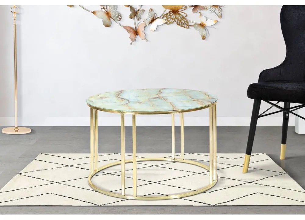 Bielo-zlatý konferenčný stolík Mauro Ferretti Sepa, ø 75 cm