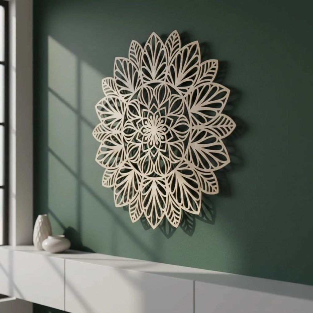 Drevená mandala na stenu | LOTUS: HDF - Orech 20 cm 4402-83848 HDF0255