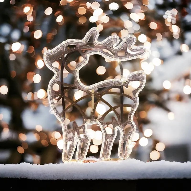 DECOLED LED světelný jelínek, 47 x 64 cm, ledově bílá