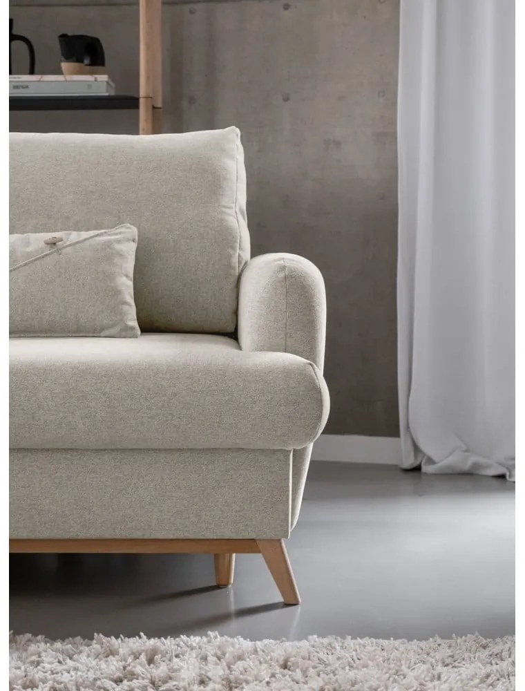 Béžová rozkladacia/s úložným priestorom rohová pohovka (ľavý roh/s leňoškou) Scandic Lagom – Miuform