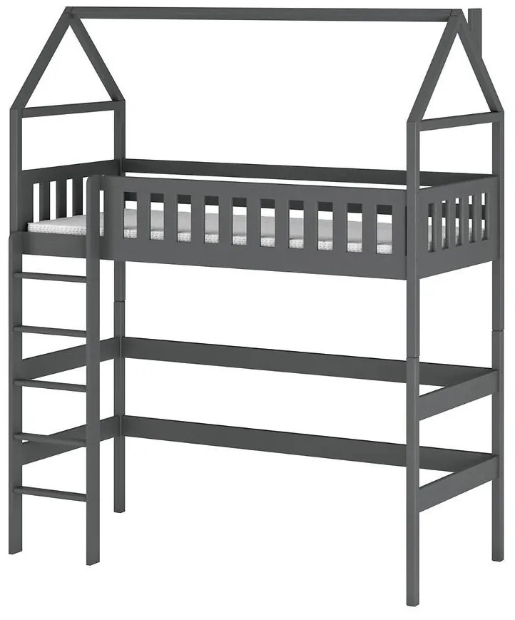 Poschodová posteľ Domček Otylia 90x200 grafit