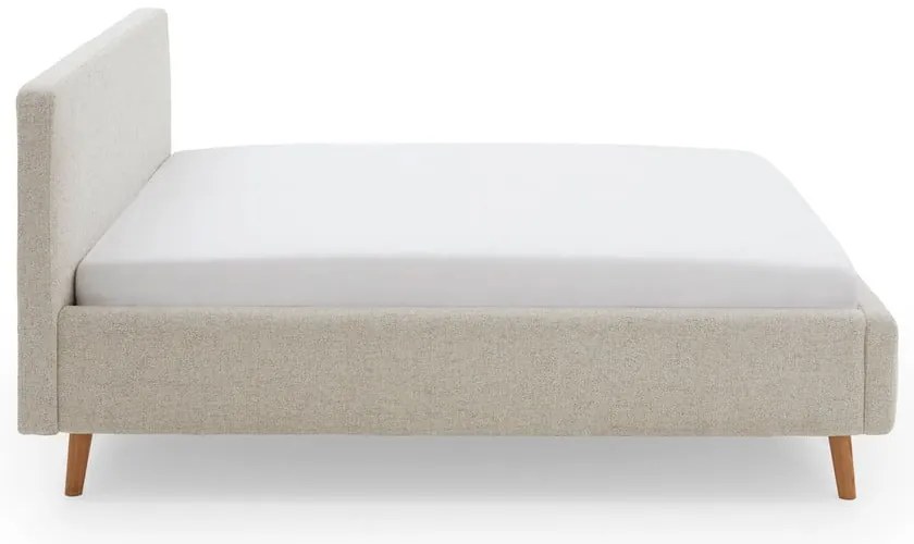 Béžová čalúnená dvojlôžková posteľ s úložným priestorom s roštom 180x200 cm Mattis – Meise Möbel