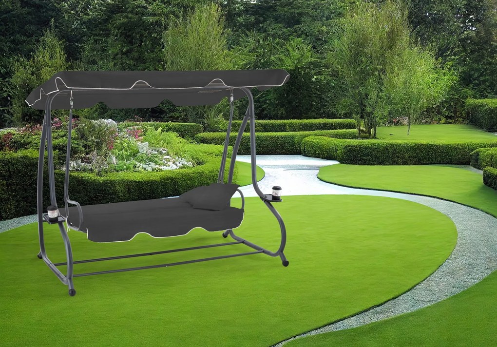 Záhradná hojdačka MARRIANE 2v1 210 cm antracit