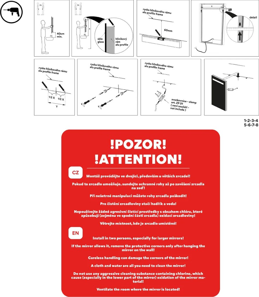 Nimco Čierne LED zrkadlo 1200x650 s dotykovým senzorom - ZPC 41006V-90
